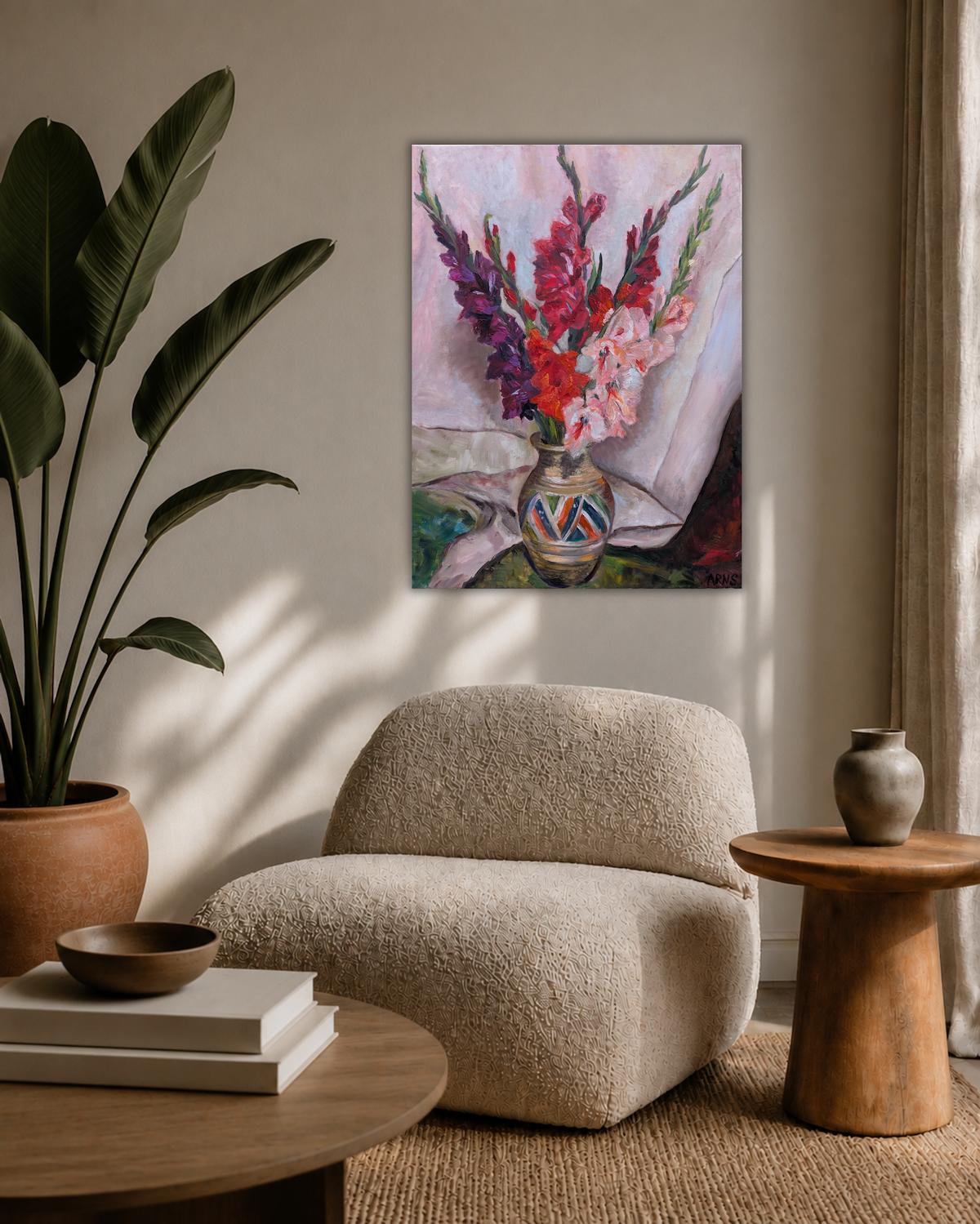 Gladiolas — shown in a living room setting