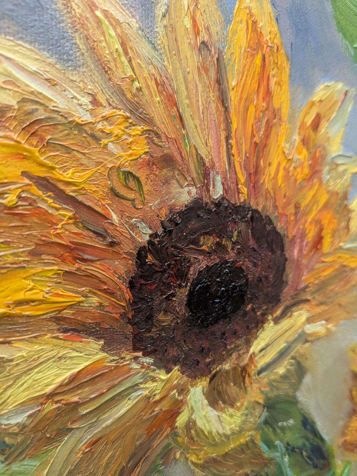 Golden Sunflowers — angled detail view