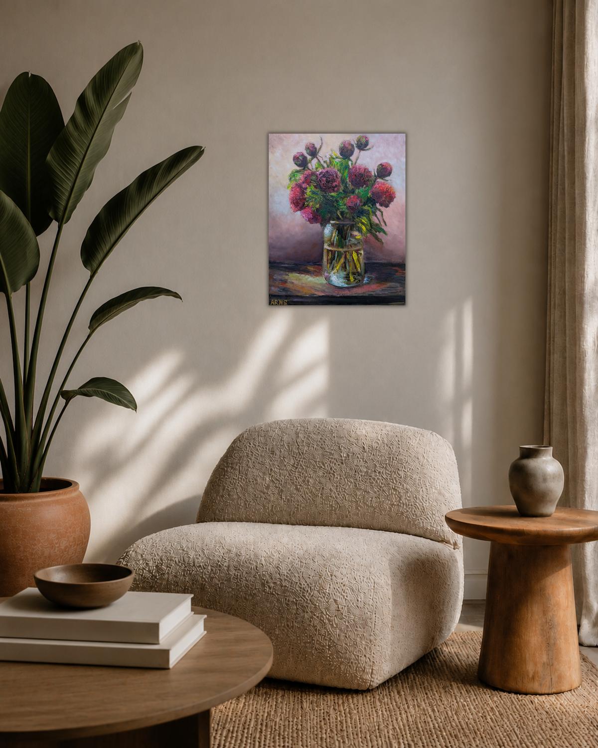 Peonies in a Glass Vase — im Wohnraum
