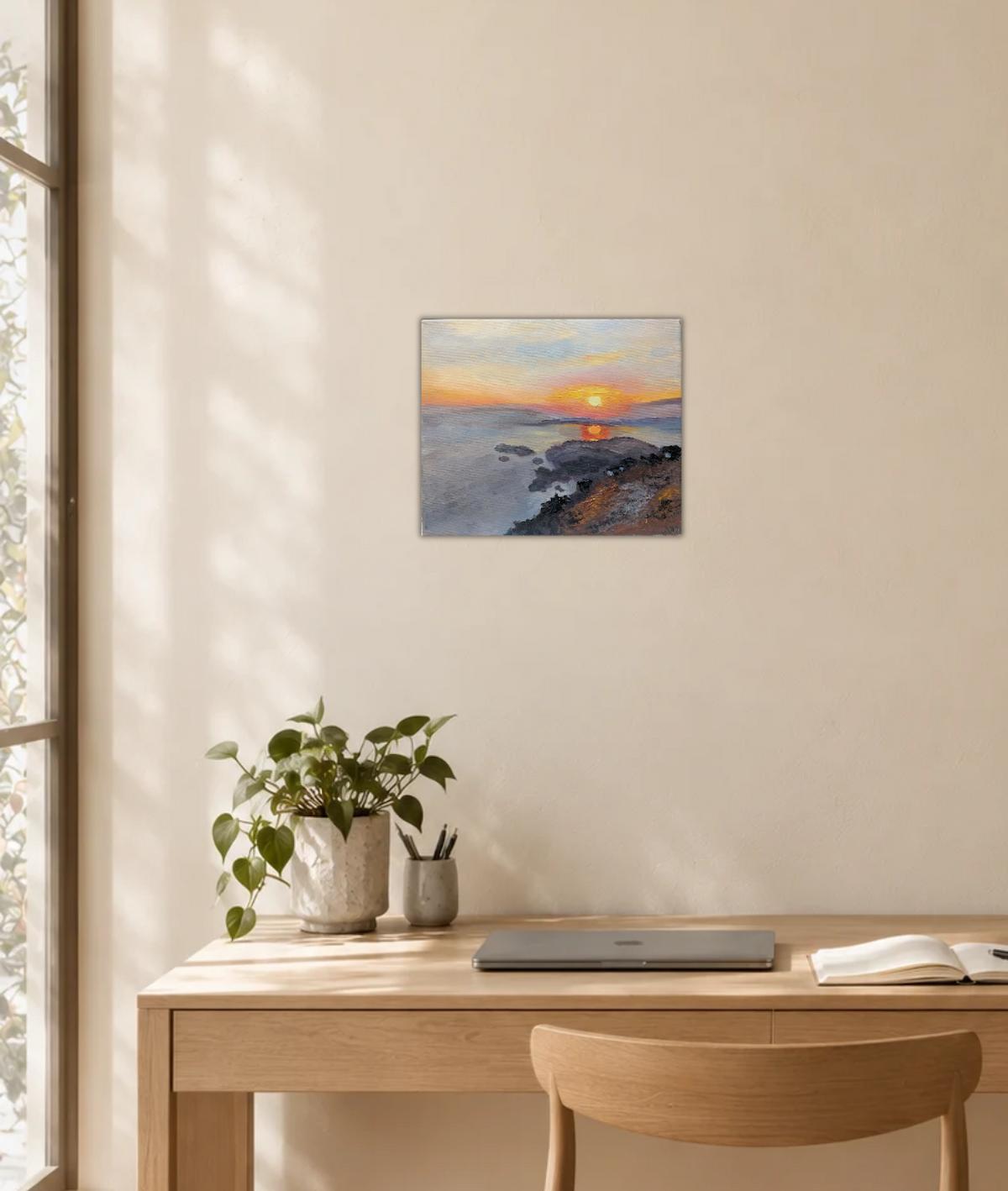 Sunset from Babadağ Mountain near Ölüdeniz — shown in a living room setting