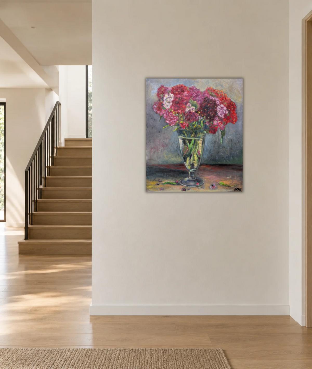 Sweet Williams in Glass — shown in a living room setting