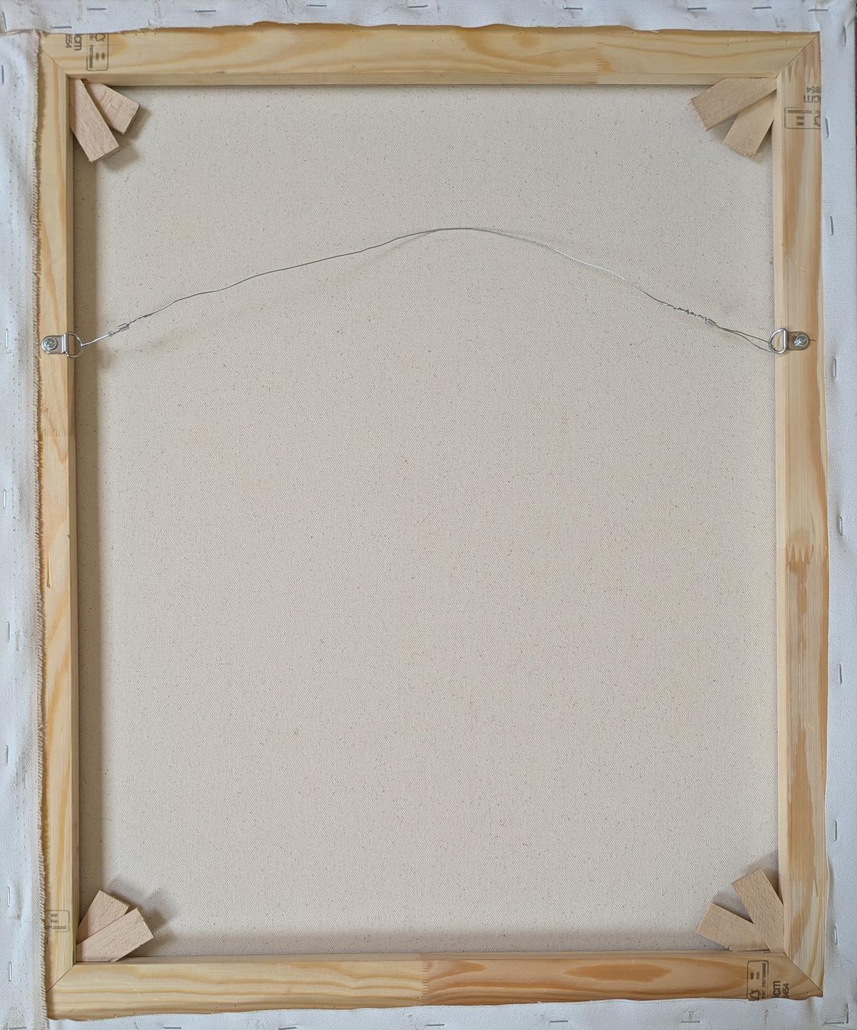 Sweet Williams in Glass — back of the stretched canvas, ready to hang