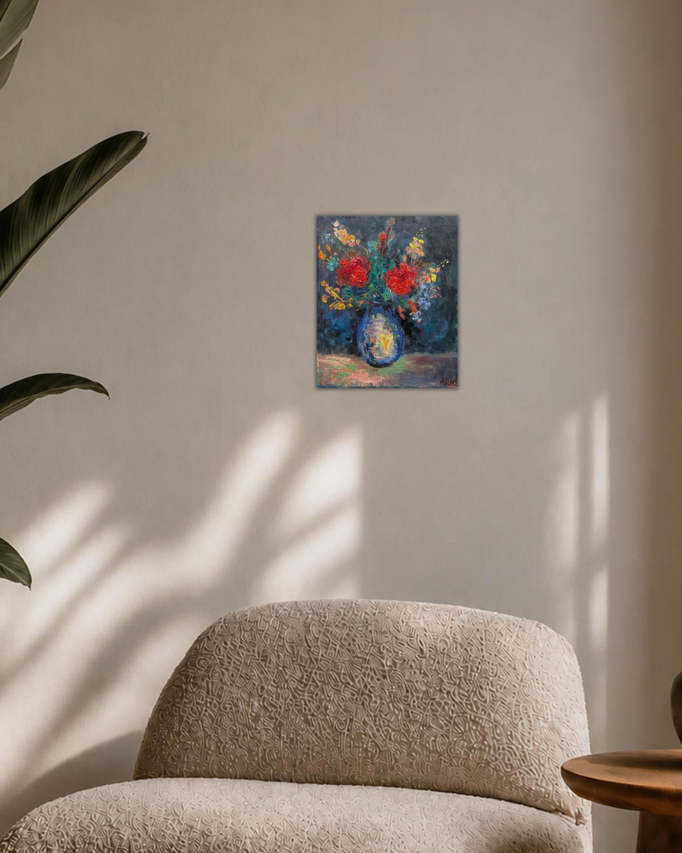 Wild Bouquet in Blue — shown in a living room setting