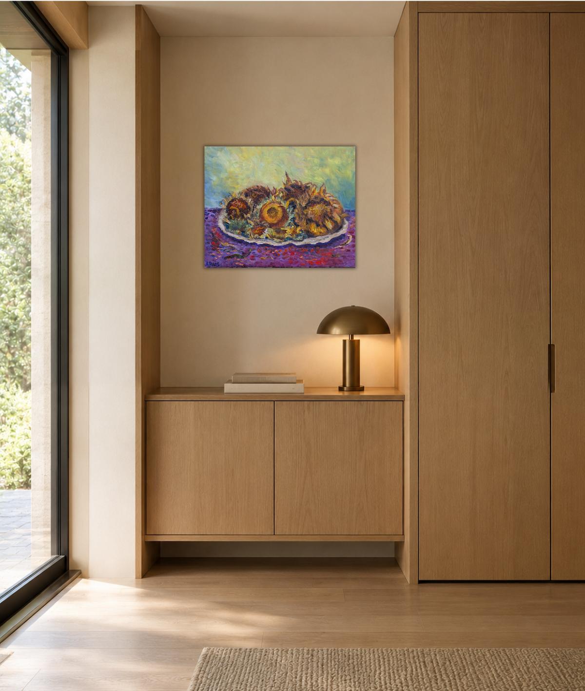 Withered Sunflowers — shown in a living room setting