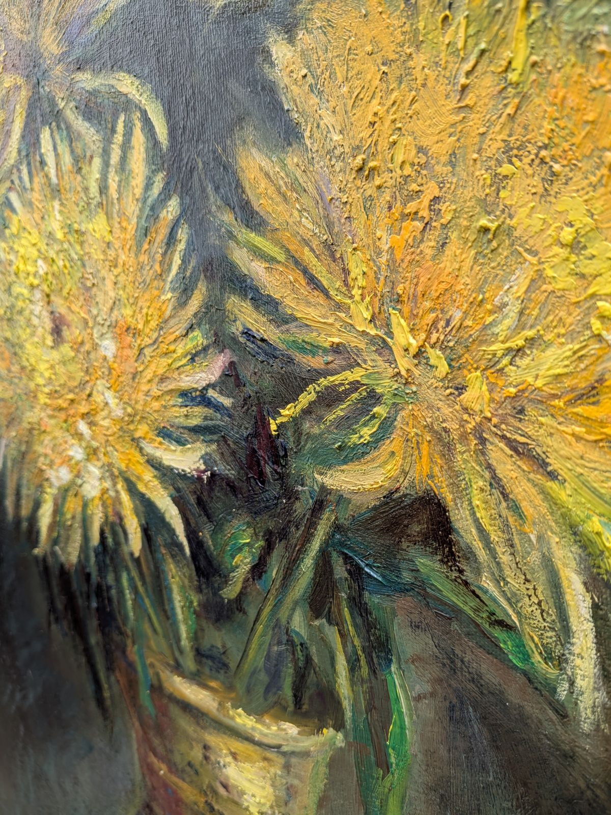 Yellow Chrysanthemums — angled detail view